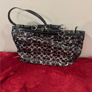Coach Black and Gray Patterned Shoulder Bag